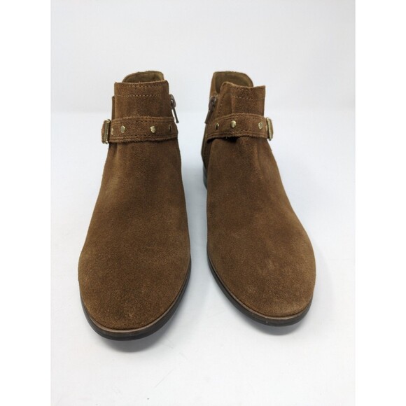 Clarks Womens Suede Chelsea Ankle Boot Trish Strap Studded Chocolate Brown 7M - Picture 3 of 9